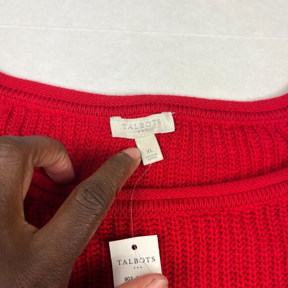 Talbots Cable Knit Tunic Sweater Red Classic Comfort Casual Pullover Size XL NWT - Picture 4 of 10